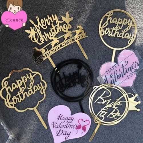 Mixed style acrylic happy birthday, bride to be, merry christmas wedding cake toppers cake deocrating bride shower