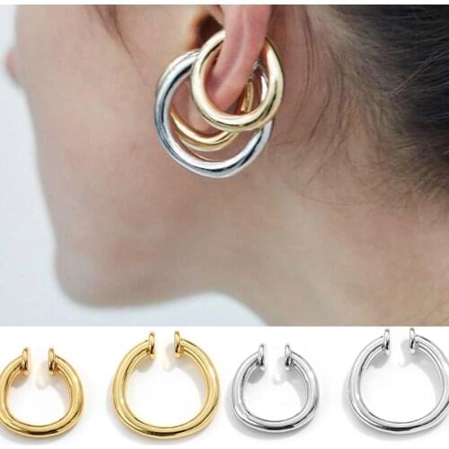 2020 New Design U-shaped Vintage Bohemia Gold Silver Minimalist Ear Bone Clip for Female Without Pierced Hoop Earrings Clip On