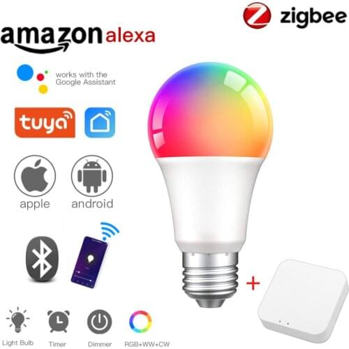 Zigbee3.0 Smart Light Bulb Tuya Bulb RGBCW 9W Color Changing LED Light E27