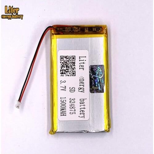 Plug 1.5-2P 324875 1500mah 3.7V Li-ion Polymer Battery Rechargeable For e-books GPS PDA Car recorder Recreational machines
