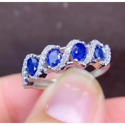 High Quality Woman Wedding Ring 100% Natural real sapphire ring 925 sterling silver Fine handworked jewelry Finger rings