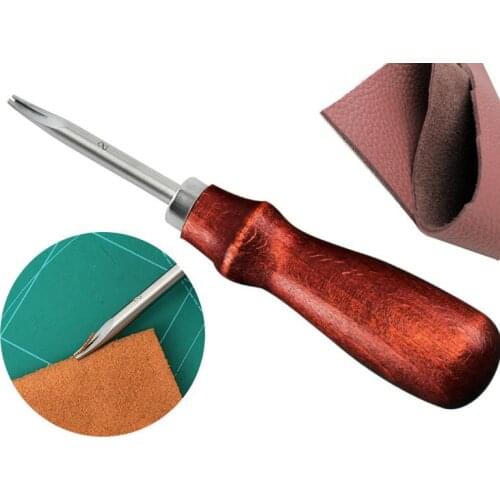1 Pcs Handmade Leather Edge Beveling Sharpener Knife Cutting Hand Craft Tool With Wood Handle 1.0/1.2/1.4/1.6mm DIY Practical