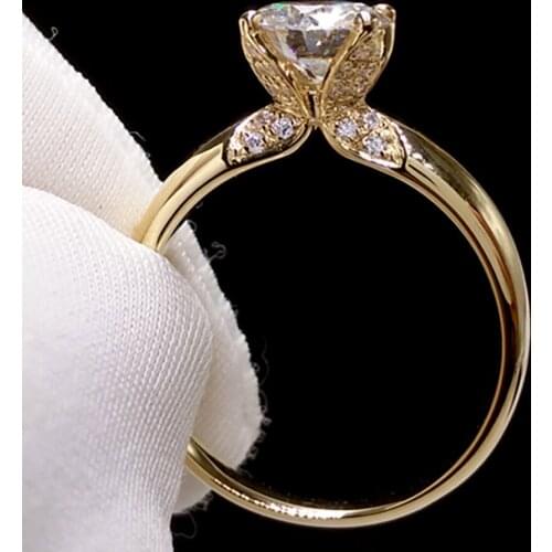 18K Au750 White Gold Women Ring Moissanite Diamonds 1 2 3 5 Ct Round Butterfly Flower Wedding Party Engagement Anniversary Ring