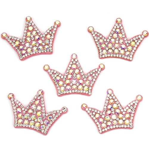 20Pcs 3*4.2cm Rhinestone Crown Appliques for Baby Hair Clip Headwear Crafts Cap Shoes Jeans Patches Decor Accessories Wholesale