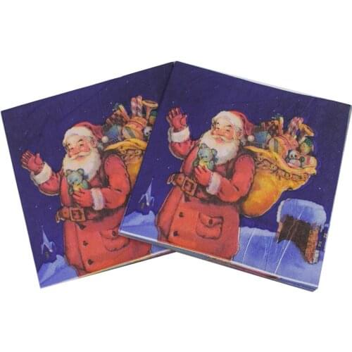33*33cm 20pcs/lot Santa Claus Printed Paper Napkin Merry Christmas Party Paper Decoration Restaurant Decorations