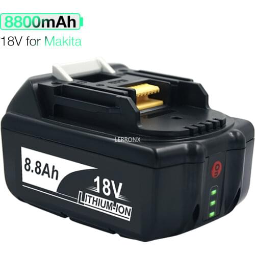 Newest Version BL1860 18V 8.8Ah Rechargeable Lithium battery for Makita Power Tool Battery BL1830 BL1840 BL1850 LXT 400 with LED