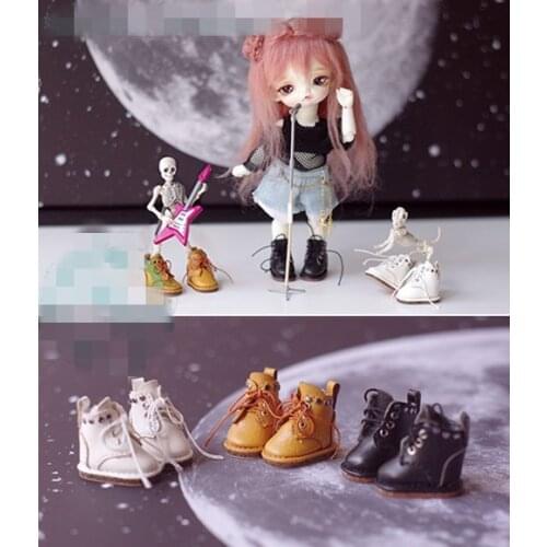 BJD Doll shoes for 1-8 size black and yellow rivet boots doll accessories