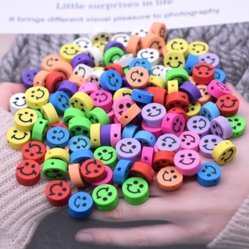 30pcs/Lot 10mm DIY Findings Clay Beads Smiling Face Smiley Beads Polymer Clay Beads For Jewelry Making DIY Bracelet Necklace