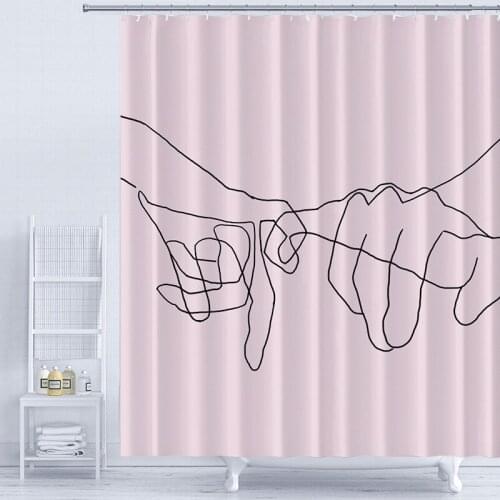 Sketch Kissing Lovers Waterproof Bathroom Shower Curtain Black And White Home Decoration Lover Hands Wall Screen Bath 3D Curtain