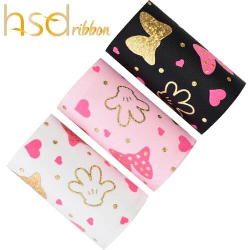 HSDRibbon HSD-Design Genuine 75MM 3inch foil and ink Printed on Grosgrain Ribbon