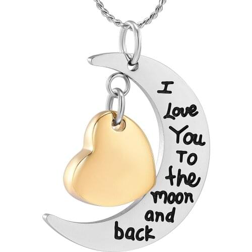 I Love You to The Moon and Back Memorial Urn Necklace for Ashes Keepsake Cremation Jewelry for Pet Human