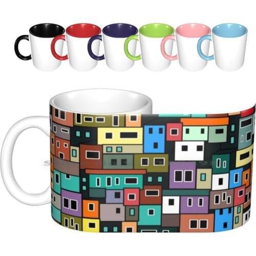 Urban Favela Ceramic Mugs Coffee Cups Milk Tea Mug Pattern Urban Favela Street Cool Color Colorful Creative Trending Vintage
