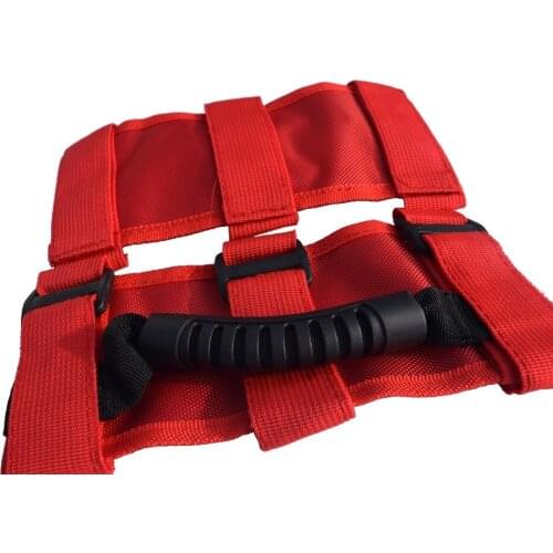 Pack of 2pcs Red ATV UTV Roll Bar Adjustable Straps Grab Handle Hand Holds,Hand Hold Grip Handles