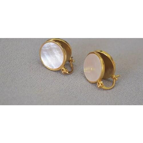 Korean version of exquisite and simple brass double-sided disc inlaid with colorful mother-of-pearl earrings