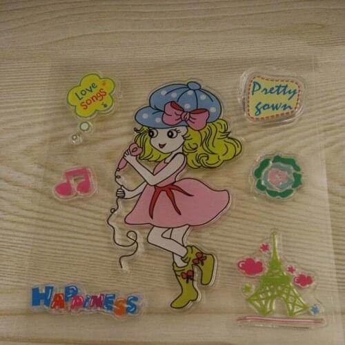 Beautiful Sunny Girl Sing Songs Transparent Clear Rubber Silicone Stamps for DIY Scrapbooking Card Making
