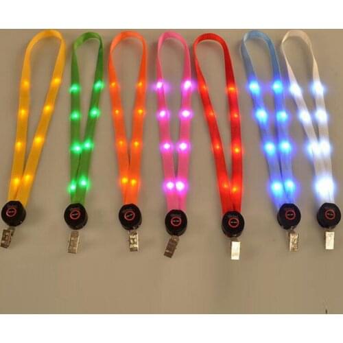 Multicolor LED Light Up Lanyard Key Chain ID Keys Holder 3 Modes Flashing Hanging Rope LX2371