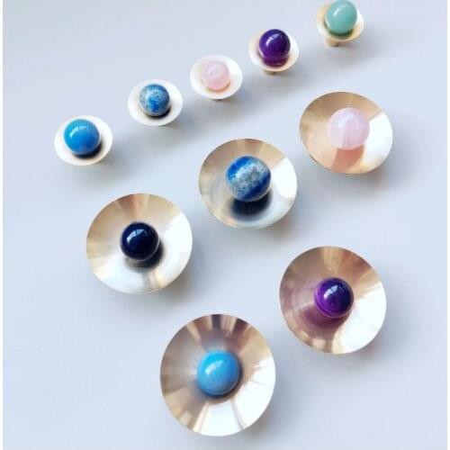 Multicolor Natural stone+solid brass cabinet pulls/Kitchen Drawer Cabinet Handle Furniture Knobs Hardware Cupboard Pull