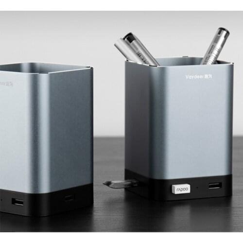 Aluminum Alloy Pen Holder Multi-Function USB Interface Extender HUB Transmission Creative Office Desktop Organizer