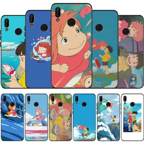 Mermaid on the cliff black Silicone Phone Case soft Cartoon Back Cover Shell Coque