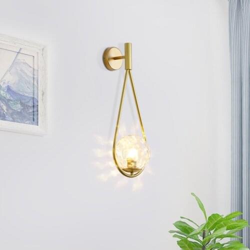 Nordic Post-modern Glass Ball Water Drop LED Wall Lamp Personality Creative Bedroom Bedside Lamp Wall Lamp Sample Room Lamps