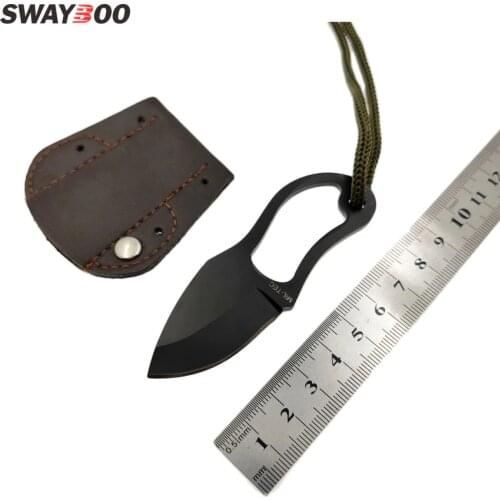 Swayboo Stainless Steel Diving Small Fixed Blade Knife Portable Pocket Knife EDC Tool With Leather Sheath