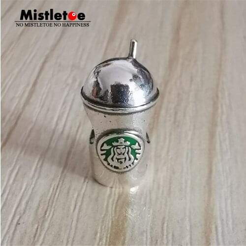 Mistletoe 925 Sterling Silver Coffee Charm Bead Jewelry