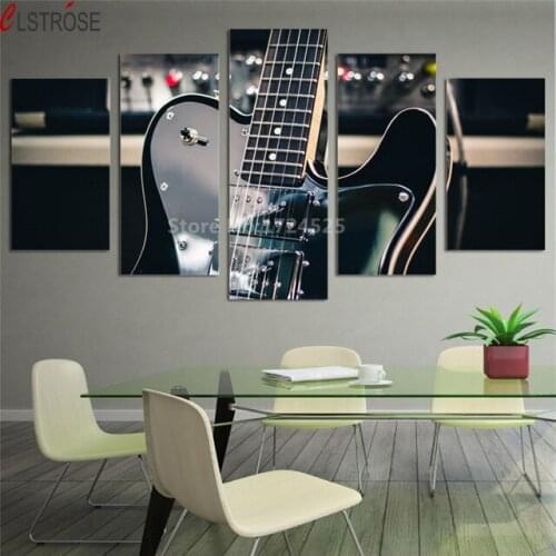 CLSTROSE Print Painting Modular Poster Canvas 5 Panel Music Instrument Guitar Wall Picture Art For Living Room Home Decor