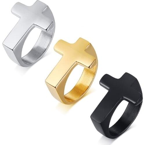 Drop ship Stainless Steel Cross Ring for Mens Womens Christian Jesus Christ Lord Prayer Ring