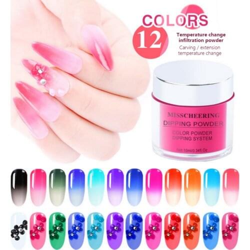 12color Thermal Color Changing Dipping Nail Powder Shiny dipping/active powder