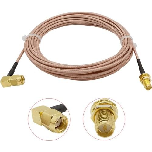 RP SMA Male Right Angle to RP SMA Female Connector RG316D Double Shield Silver Low Loss Wires Pigtail Antenna Cable 3/5/8/10/12M
