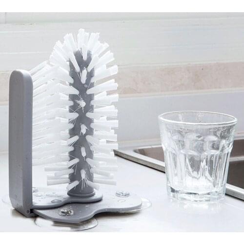 Glass Cleaner Cup Bottles Brush Cleaning Sink Kitchen Accessories Water Scrubber Wine Suction Cup Drop Ship Cleaning Brush