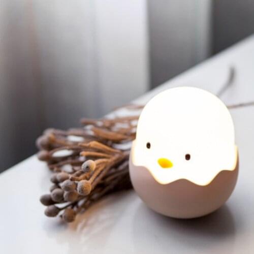 LED Night Light Eggshell Table Lamp Silicone Chicken Cute Touch Sensor USB Rechargeable Kid Baby Gift Moon Light Decor