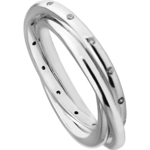 Swirling Symmetry Rings with Clear CZ 100% 925 Authentic Sterling Silver Fine Jewelry Free Shipping