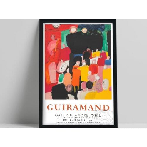 Paul Guiramand French Exhibition Vintage Poster, Guiramand Prints, Color Abstract Character Wall Painting, Living Room Decor