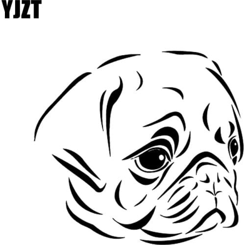 YJZT 14CM*12.9CM Pug Dog Sad Adorable Cute Puppy Decal Vinyl Car Sticker Black/Silver C10-00268