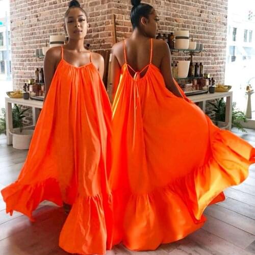 Women Summer Halter Neck Open Back Sleeveless Pleated Loose Maxi Dress 2021 Sexy Beach Party Club Long Summer Dresses Plus Size