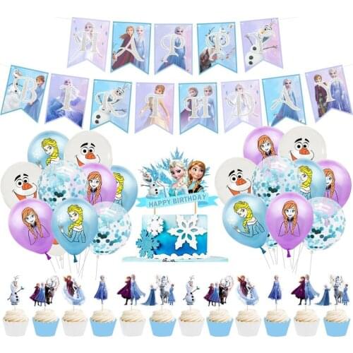 1Set Disney Frozen 2 Princess Aisha Birthday Party Decoration Cartoon Banner Cake Topper Foil Balloons Adult Kids Gift Globos
