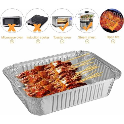 10 Pcs 2200ML Aluminum Foil Pans Trays Deep Steam Table Pans Freezer Grill Food Containers BBQ Roasting Baking Reheating