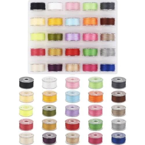 25rolls/box 0.1mm Mixed Color Polyester Thread Embroidery Cord with Plastic Spools for Clothes Sewing Supplies Accessories