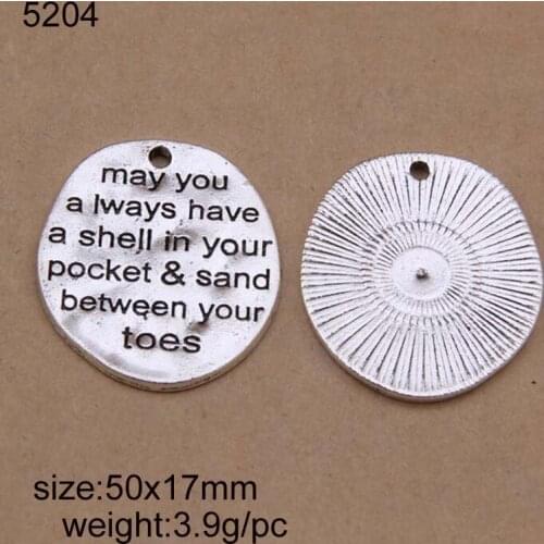 25pcs/lot Antique Silver Plated Alloy Letter Charm Pendant Handmade Hanging Crafts50x17mm