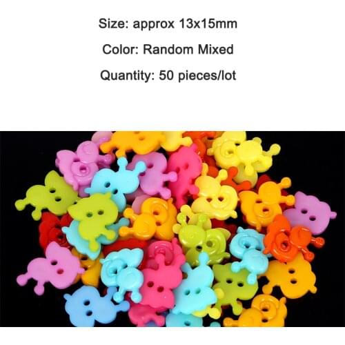50pcs 13x15mm Random Mixed Animal Snail Plastic Buttons For Clothes Sewing Decorative Needlework Scrapbooking DIY Accessories