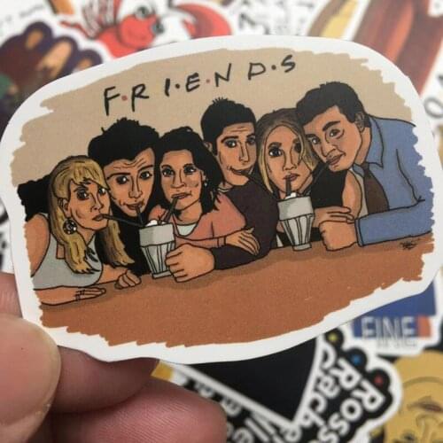 50 Pcs/set Friends Stickers Norepeat for Pad Phone Case Laptop Car Skateboard Helmet Bicycle Suitcase Badge