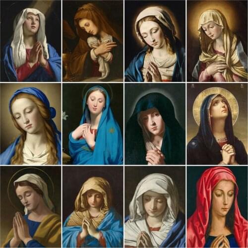 Huacan Full Diamond Embroidery Virgin Mary 5D DIY Diamond Painting Religion Mosaic Cross Stitch Beaded Pictures Home Decor