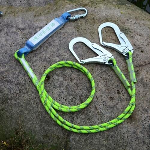 Good Quality Climbing Rope With 2 Hooks Insurance Safety Buffer For Hiking Climbing High Altitude Safety Job Outdoors