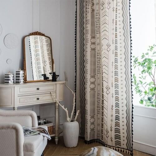 Bohemian Cotton Linen Curtains For Living Room Bedroom Windows Curtains Simple Tassel Boho Kitchen Curtain