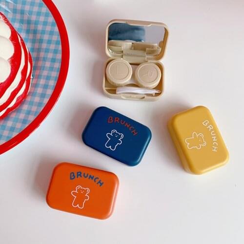 Korean Style Eyes Contact Lens Case Cute Cartoon Companion Box Travel Portable Cosmetic Contact Lens Nursing Box Free shipping