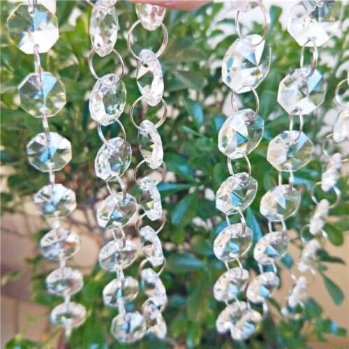 ChinaPost freeshipping, 10M/Lot Crystal garland strand ,14mm octagon bead chain for Wedding & Christmas party event Decoration