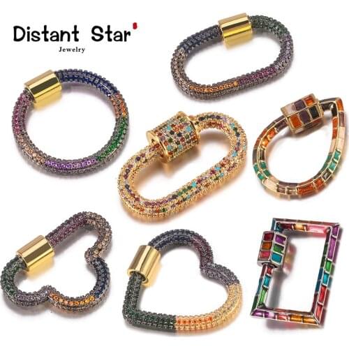 Distant DIY Jewelry Luxury Micro Pave Zircon Rhinestone Spiral Clasps Pendants Accessories For Necklace Bracelet Jewelry Making