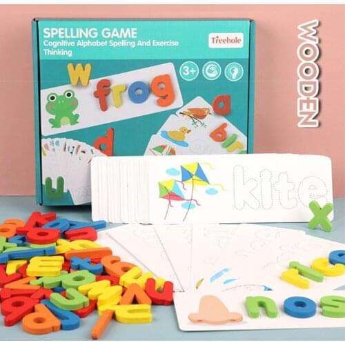 Children Wooden Spelling Word Kids Letter Games Kindergarten Teaching Aids English Alphabet Learning Educational Toys