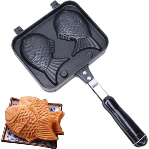 Home Japanese Non-stick Taiyaki Fish Shaped Bakeware Waffle Pan Maker 2 Molds